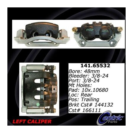 Centric Centric Semi-Loaded Brake Caliper with New Phenolic Pistons, Centric Parts 141.65532 141.65532